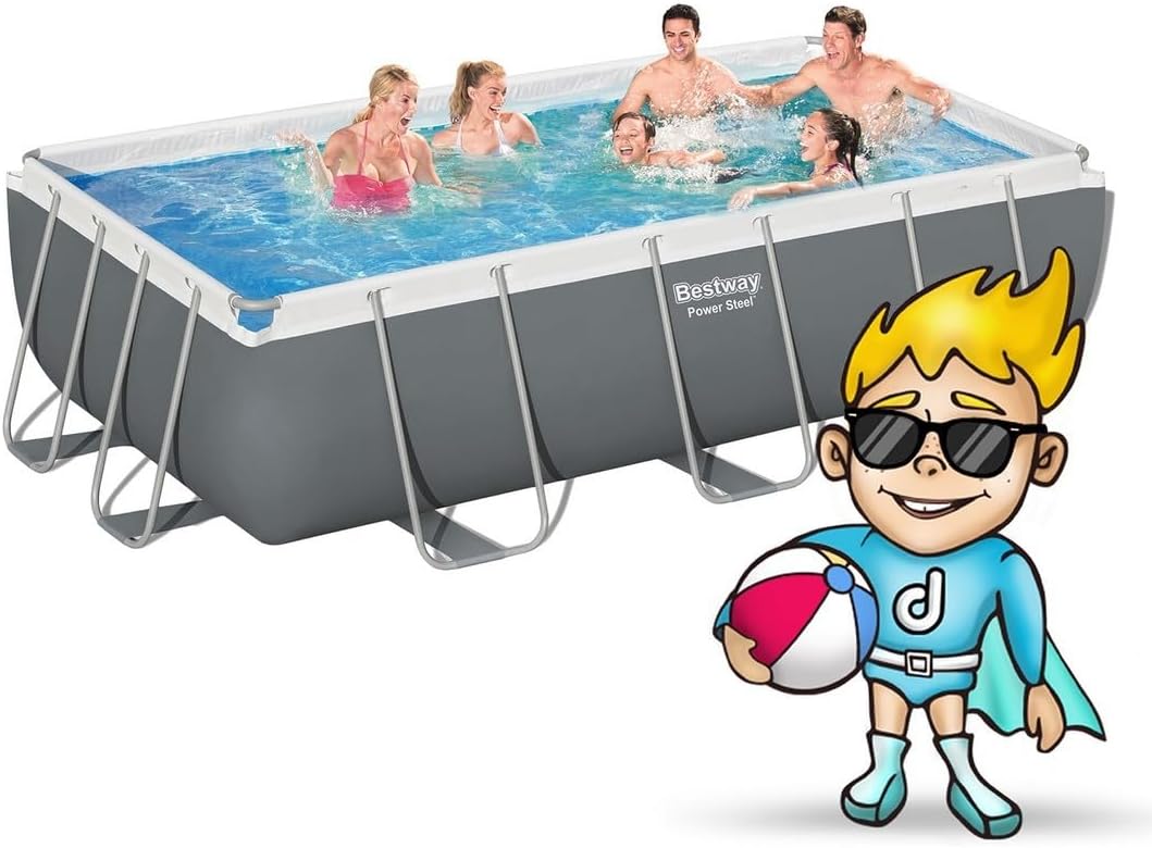 Bestway 56441 Piscina Power Steel Frame Rettangolare, 404x201x100 cm