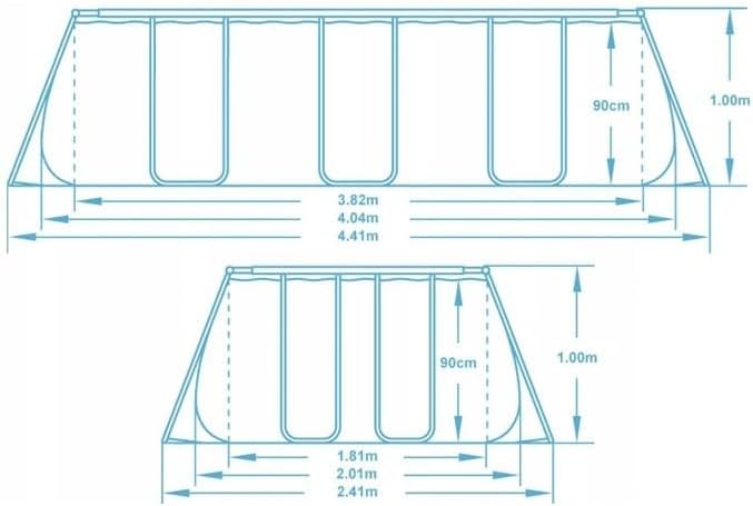 Bestway 56441 Piscina Power Steel Frame Rettangolare, 404x201x100 cm