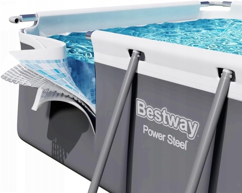 Bestway 56441 Piscina Power Steel Frame Rettangolare, 404x201x100 cm