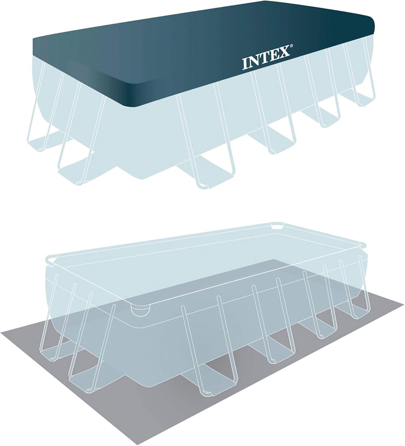 Intex 26792NP – Piscina Fuori Terra Prisma Frame Rettangolare, Pompa Filtro 3785 L/h, Scaletta, Telo Base e Copertura, 10874 L, Acciaio e PVC, Grigio, 488x244x107 cm