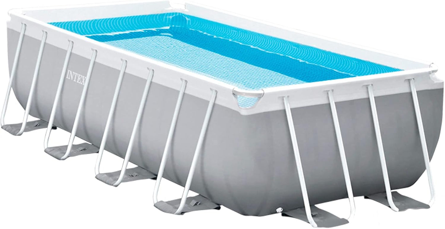 Intex 26792NP – Piscina Fuori Terra Prisma Frame Rettangolare, Pompa Filtro 3785 L/h, Scaletta, Telo Base e Copertura, 10874 L, Acciaio e PVC, Grigio, 488x244x107 cm