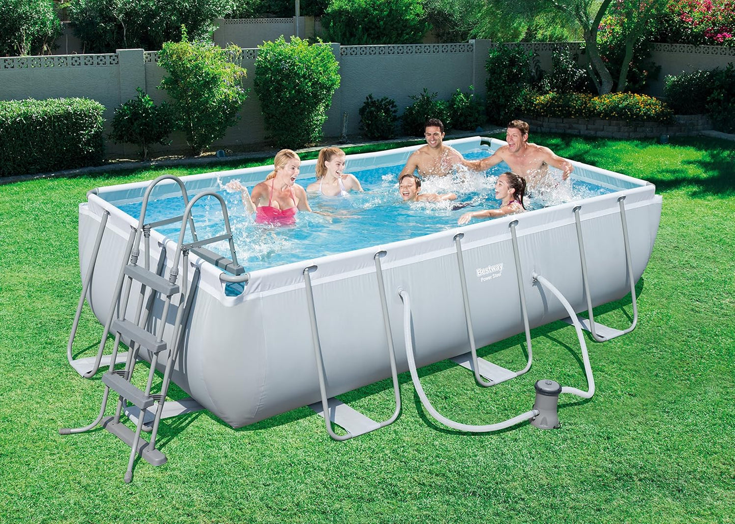 Bestway 56441 Piscina Power Steel Frame Rettangolare, 404x201x100 cm